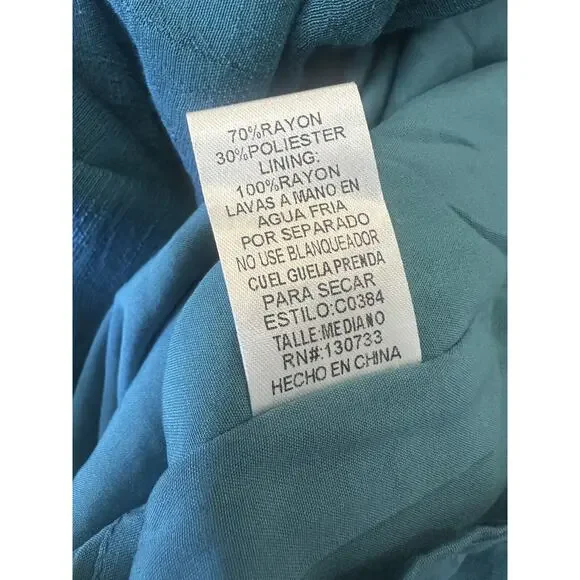 NWT Umgee Floral Embroidered Bell Sleeve Mini Dress Blue Boho Festival Medium - Picture 9 of 16